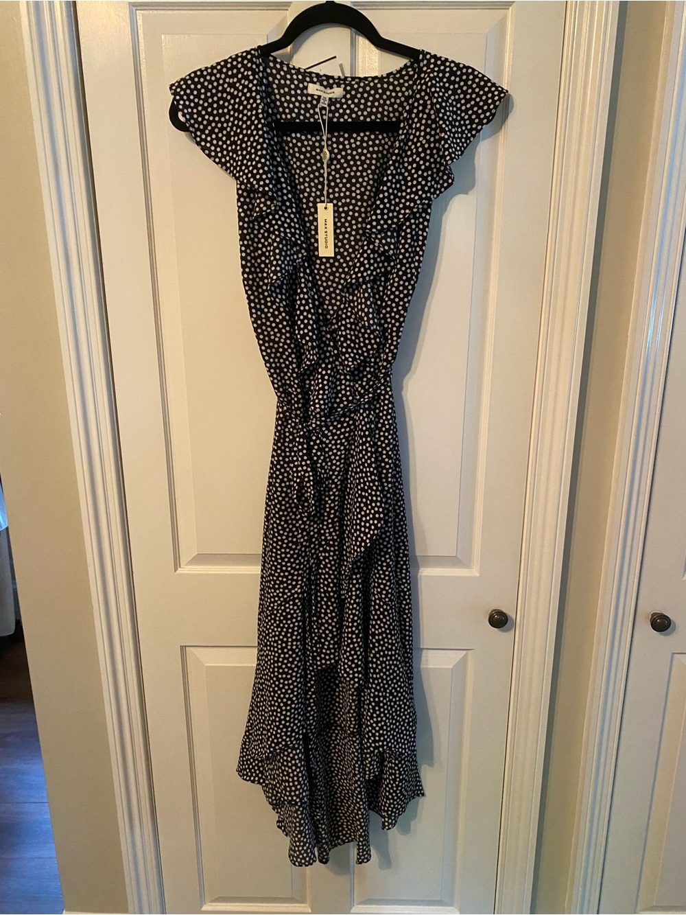 MAX STUDIO Wrap Dress… Black with White Dots